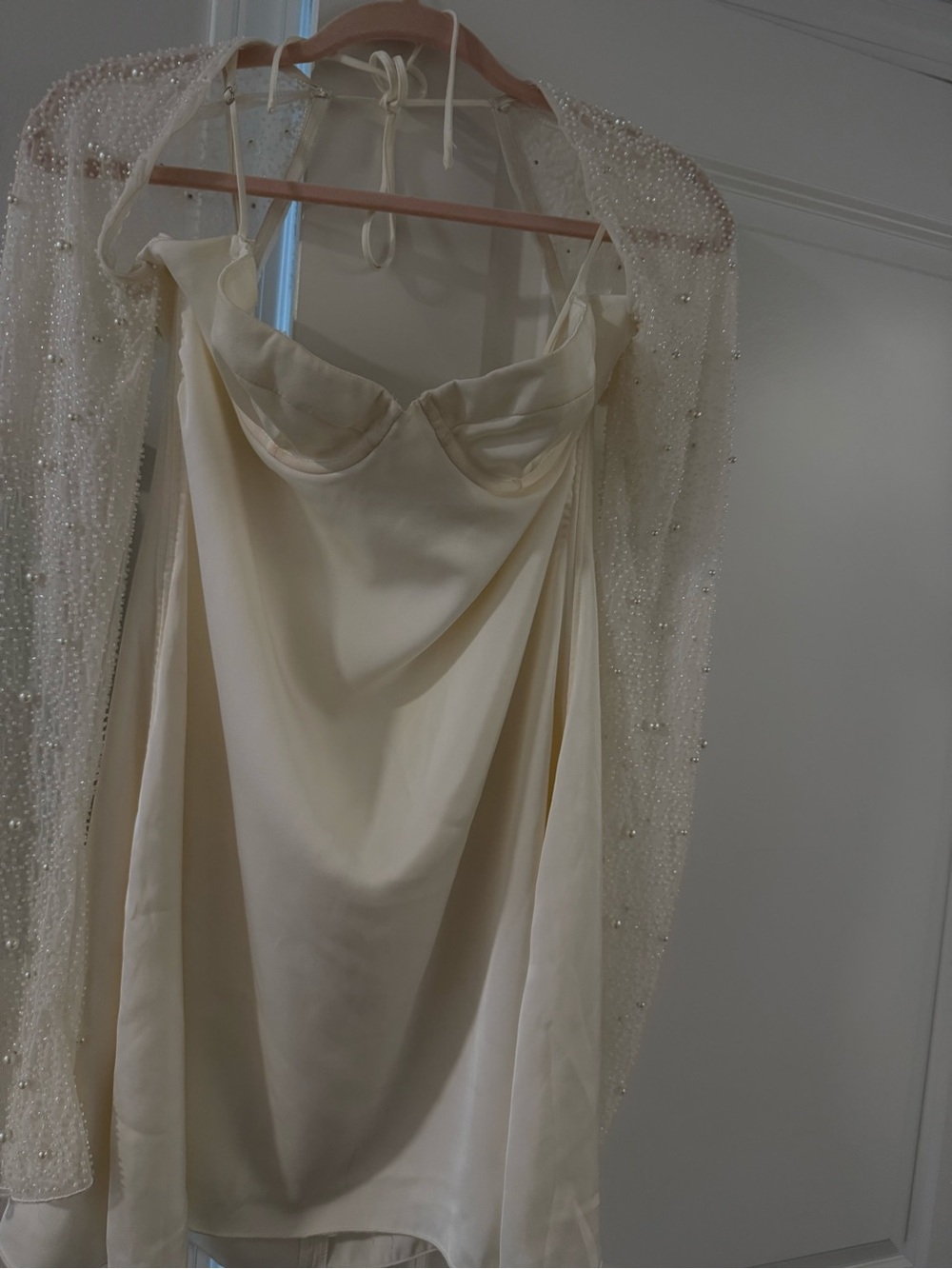 Oh Polly white cream satin dress